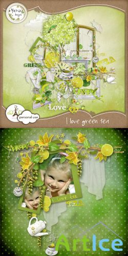 Scrap Set - I Love Green Tea PNG and JPG Files