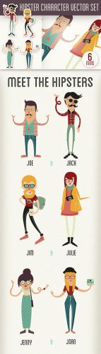 Designtnt - Hipster Vector Characters Set 1