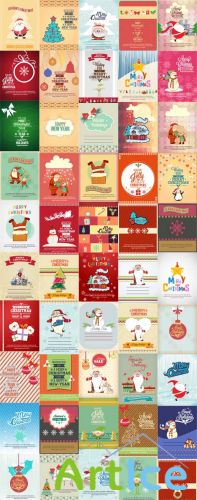 50 Christmas Illustrations Vector Set 1