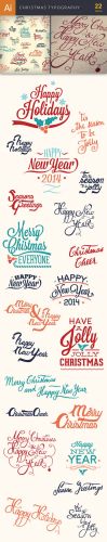 Christmas Typography Set - Winter Elements