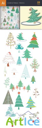 Vector Christmas Trees Set - Winter Elements