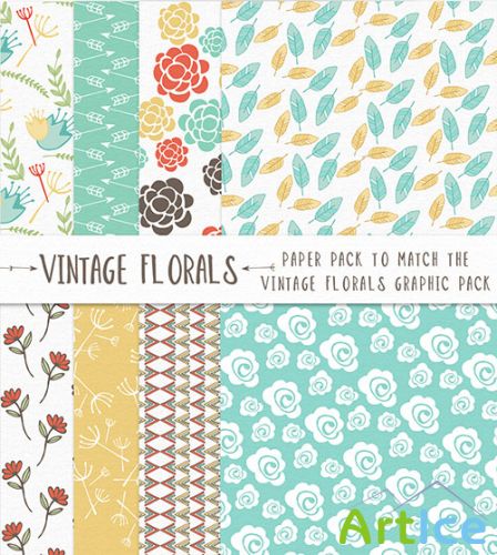 Vintage Floral Paper Photoshop Patterns