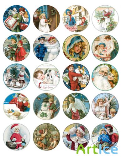 Vintage Christmas Tags PNG Files