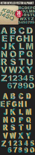 Retro Beveled Vector Alphabet