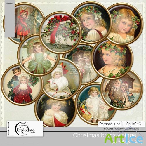 Christmas Brads Vintage PNG Files