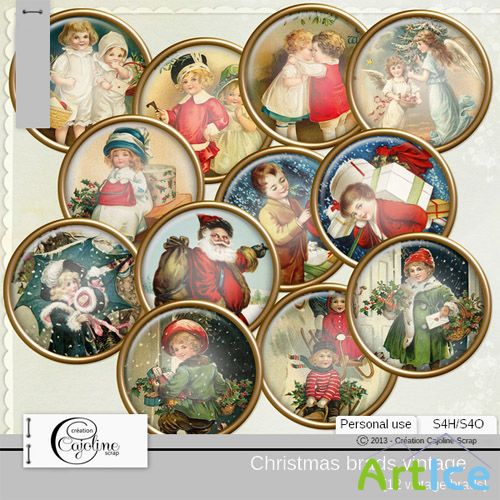 Christmas Brads Vintage 2 PNG Files