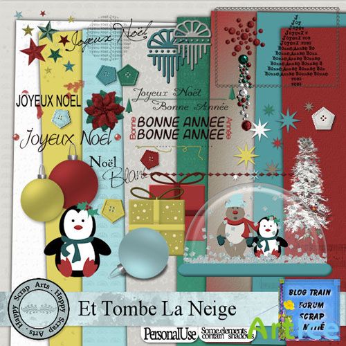 Scrap Set - Et Tombe La Neige PNG and JPG Files