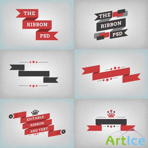 Flat Ribbons PSD Set