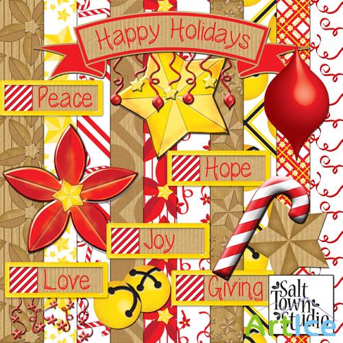 Heppy Holidays Scrap Kit PNG and JPG Files