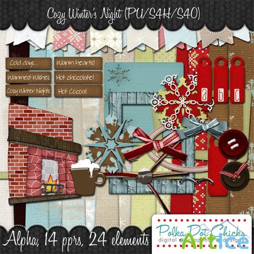 Scrap Set - Cozy Winters Night PNG and JPG Files