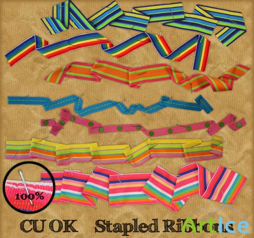 Stapled Ribbons PNG Files