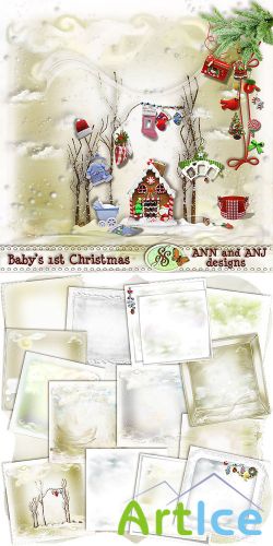 Scrap Set - Babys 1st Christmas PNG and JPG Files