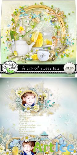 Scrap Set - A Cup of Sweet Tea PNG and JPG Files