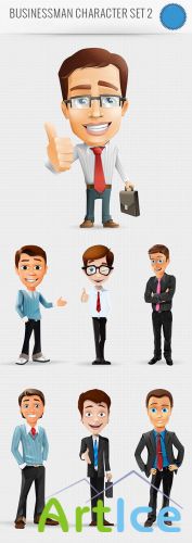 Business Man Vector Character PSD Template #2