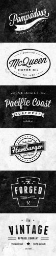 6 Customizable Retro/Vintage Logos & Emblems PSD Template