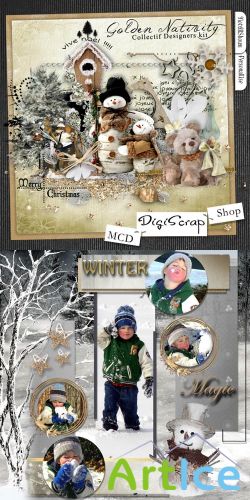 Scrap Kit - Golden Nativity PNG and JPG Files