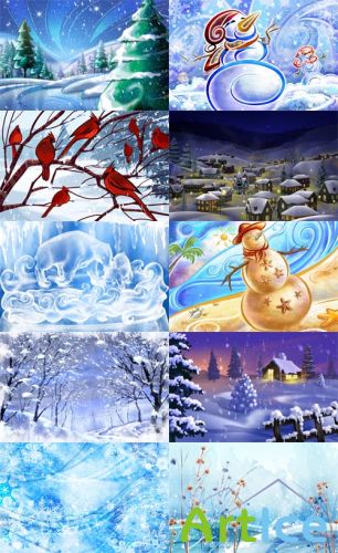 10 Winter Illustrations PSD