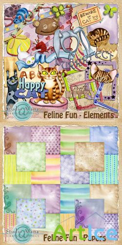 Scrap Kit - Feline Fun PNG and JPG Files