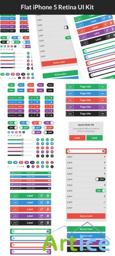 Designtnt - Flat Iphone 5 Retina UI Kit