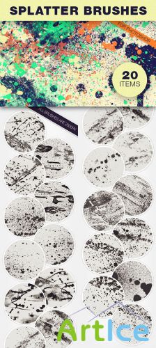 Designtnt - Splatters Photoshop Brushes Set 4