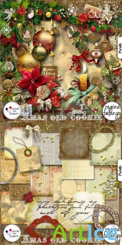 Scrap Set - Xmas Old Cookie PNG and JPG Files