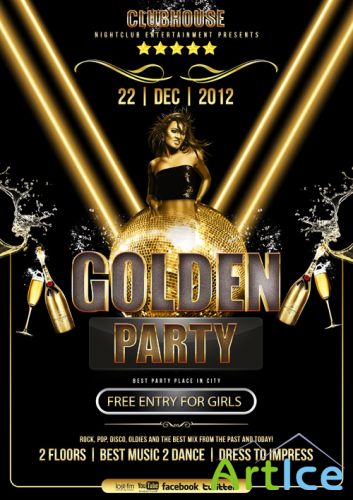 Golden Party Flyer Template