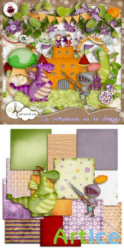 Scrap Set - La Princesse et le Dragon PNG and JPG Files