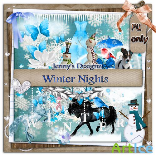 Scrap - WInter Nights Kit PNG and JPG Files