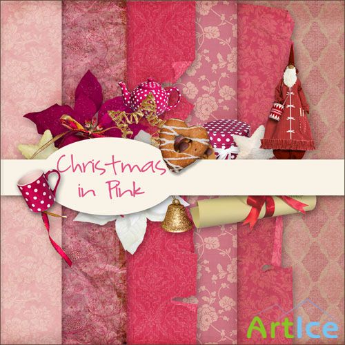 Scrap - Christmas in Pink Kit PNG and JPG Files