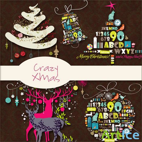 Crazy Xmas Kit PNG and JPG Files