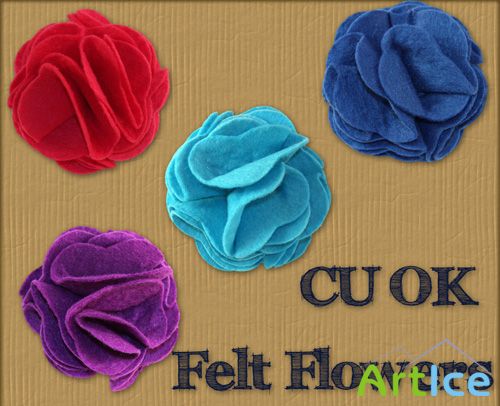 Felt Flowers PNG Files