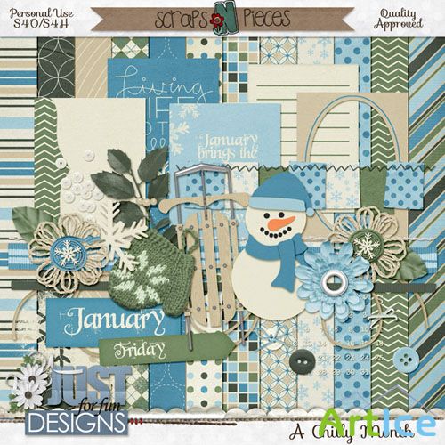 Scrap Set - A Chilly Month PNG and JPG Files