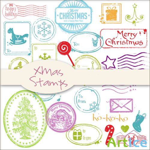 Xmas Stamps 2 PNG Files