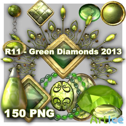 Green Diamonds PNG Files