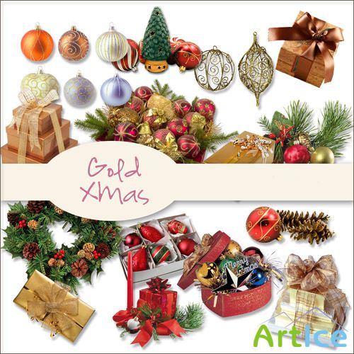 Gold Xmas PNG Files