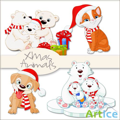 Xmas Animals PNG Files