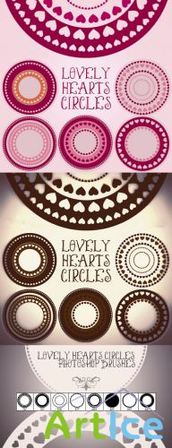 Lovely Hearts Circles Frames Photoshop Brushes