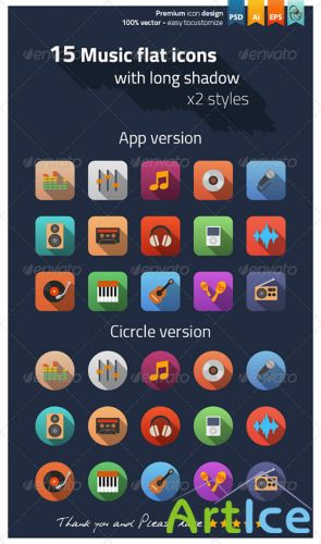 GraphicRiver - Music Flat Icons 6347096