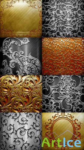 Collection of Gold and Silver Metallic Ornaments HQ Textures