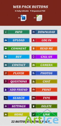 Simple & Beautiful Web PSD Buttons Template