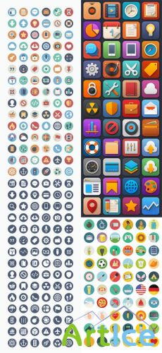 Round Flat Icon Set