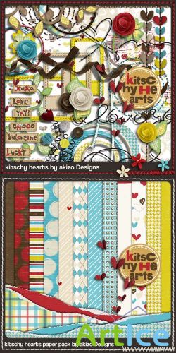 Scrap Set - Kitschy Hearts PNG and JPG Files