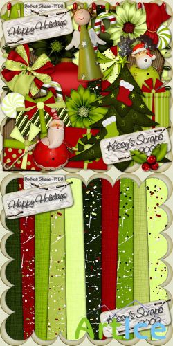 Happy Holidays Scrap Kit PNG and JPG Files