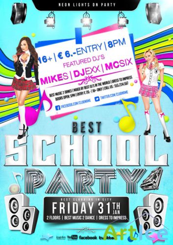 School Party Flyer Template PSD