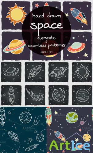 Vector Cartoon Space Elements