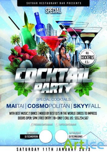 Coctail Party Flyer Template PSD