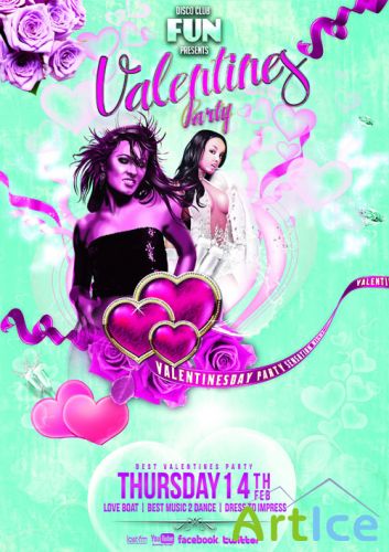 Valentines Party Flyer Template PSD