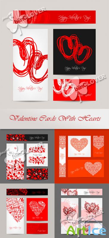 Valentine cards with hearts 0564