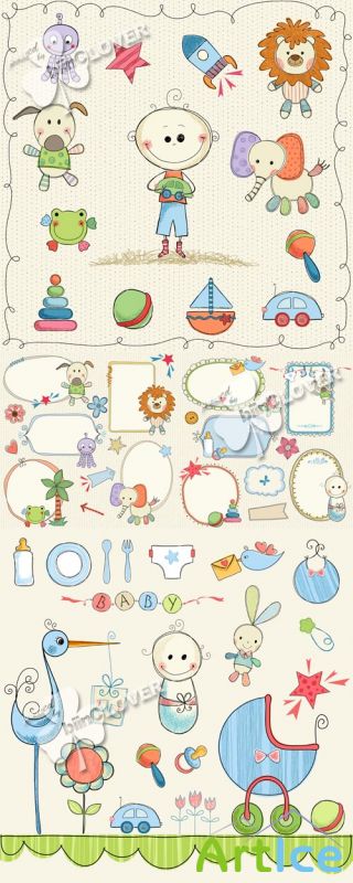 Baby greeting illustrations 0570