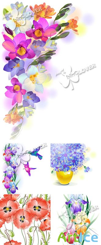 Greeting background with pictorial flowers 0575